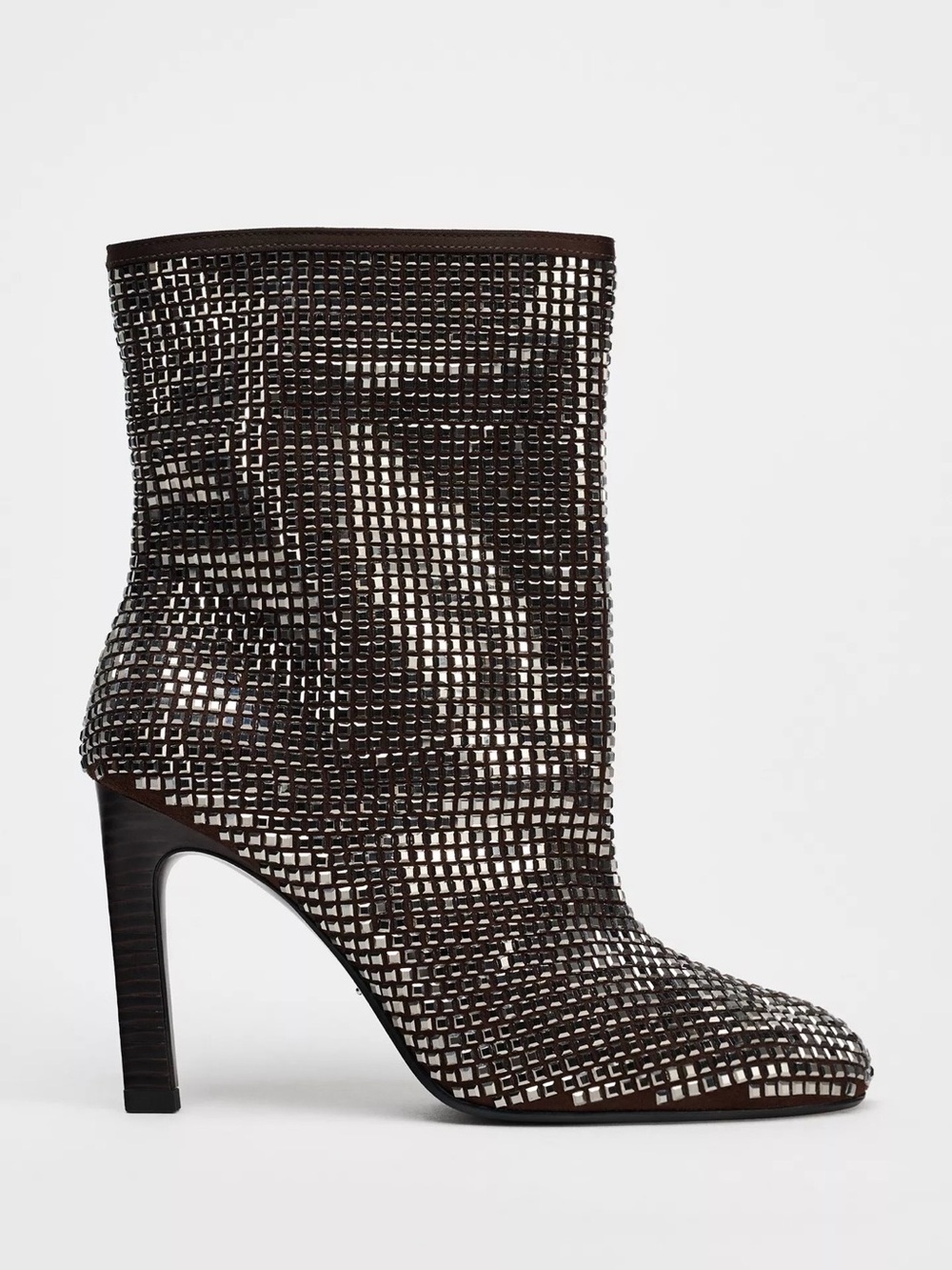 Zara Rhinestone Heeled Ankle Boots Silver Size 6.5 | Never Worn